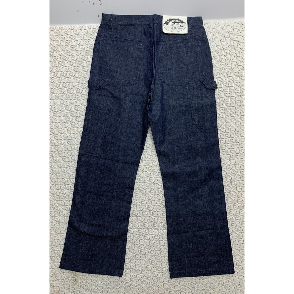 Vtg Basilius Cargos Jeans Mens Tag 36x32 approx 34x32 Wide Leg Blue Denim Usa - Picture 3 of 13